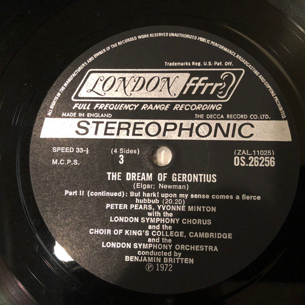 Sir Edward Elgar, Peter Pears, Yvonne Minton, John Shirley-Quirk, Benjamin Britten : The Dream Of Gerontius (2xLP, Album + Box)