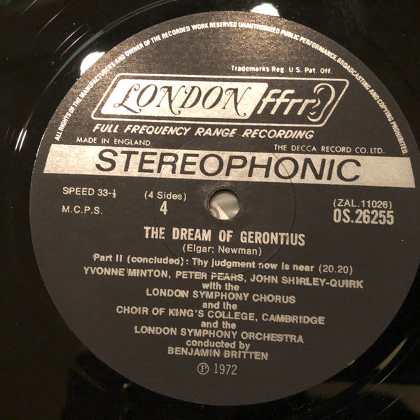 Sir Edward Elgar, Peter Pears, Yvonne Minton, John Shirley-Quirk, Benjamin Britten : The Dream Of Gerontius (2xLP, Album + Box)