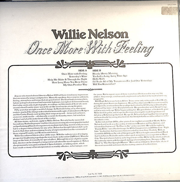 Willie Nelson : Once More With Feeling (LP, Comp)