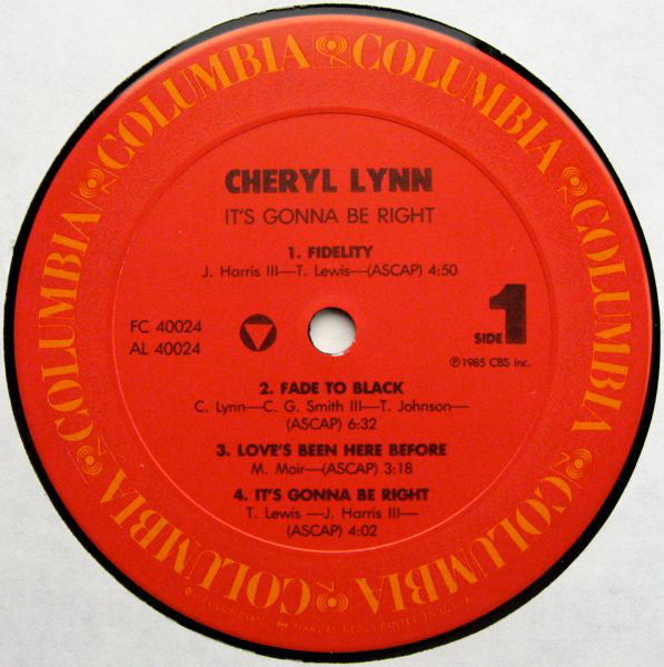 Cheryl Lynn : It's Gonna Be Right (LP, Album, Car)