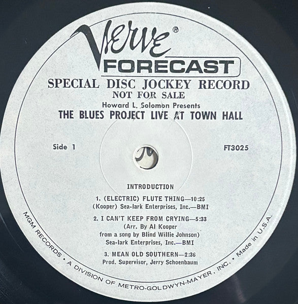 The Blues Project : Live At Town Hall (LP, Album, Mono, Promo)