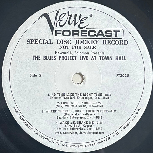 The Blues Project : Live At Town Hall (LP, Album, Mono, Promo)