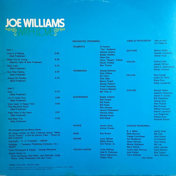 Joe Williams : With Love (LP, Album, Uni)