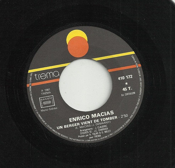 Enrico Macias : Un Berger Vient De Tomber / La Courte Echelle (7", Single)
