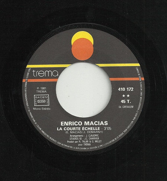 Enrico Macias : Un Berger Vient De Tomber / La Courte Echelle (7", Single)