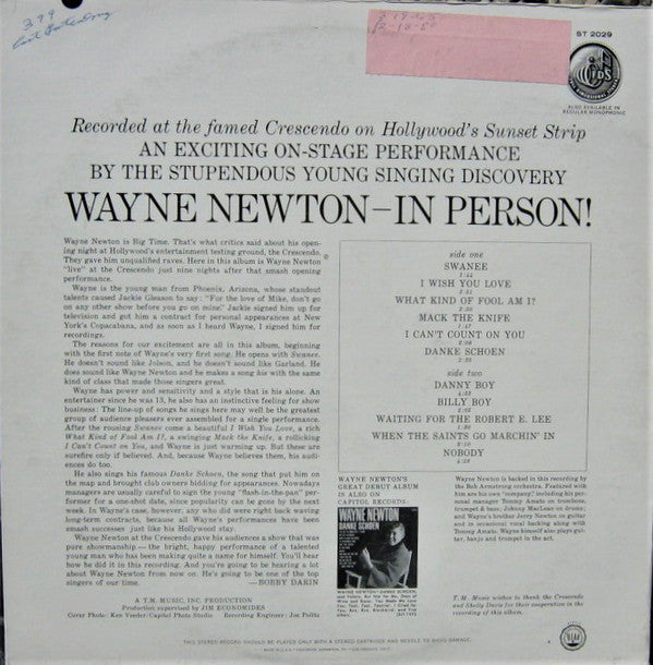 Wayne Newton : In Person! (LP, Album)
