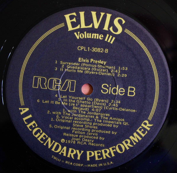 Elvis Presley : A Legendary Performer - Volume 3 (LP, Comp)