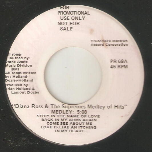 Diana Ross & The Supremes* : Diana Ross & The Supremes Medley Of Hits (7", Single, Promo)