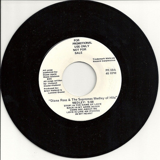 Diana Ross & The Supremes* : Diana Ross & The Supremes Medley Of Hits (7", Single, Promo)