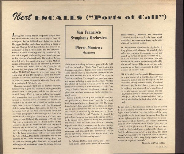 Jacques Ibert - San Francisco Symphony, Pierre Monteux : Escales ("Ports Of Call") (2x12", Album, Red)