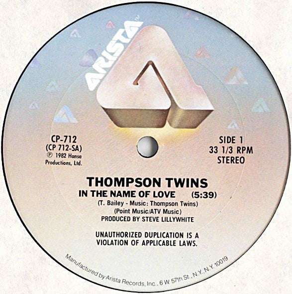 Thompson Twins : In The Name Of Love (12" Dance Extension) (12", Single, Ter)