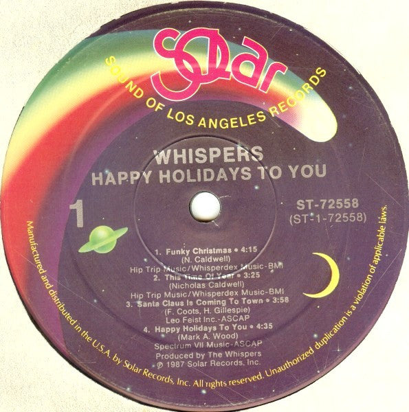 The Whispers : "Happy Holidays To You" (LP, Album, RE)