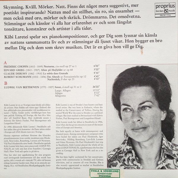 Käbi Laretei : Mot Kvällen - Om Natten (LP, Album)