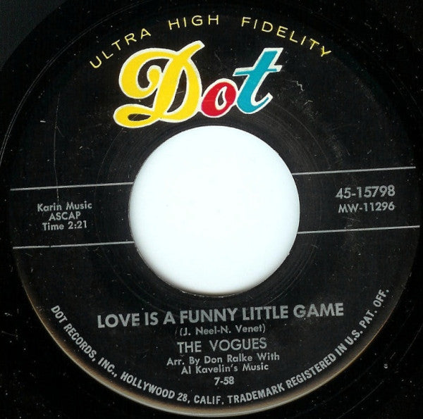 The Vogues (3) With Al Kavelin And His Orchestra : Love Is A Funny Little Game / Which Witch Doctor (7", Single)