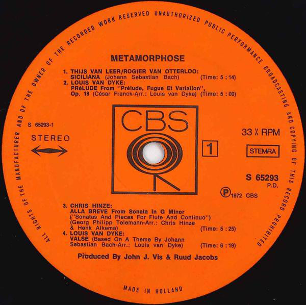 Louis van Dijk, Thijs van Leer, Rogier van Otterloo, Chris Hinze : Metamorphose (LP, Album, Comp)