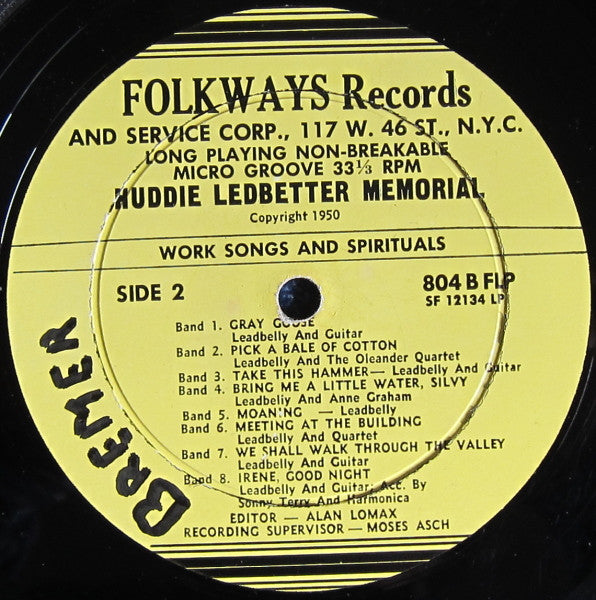 Leadbelly : Take This Hammer: Huddie Ledbetter Memorial Album (10", Album)