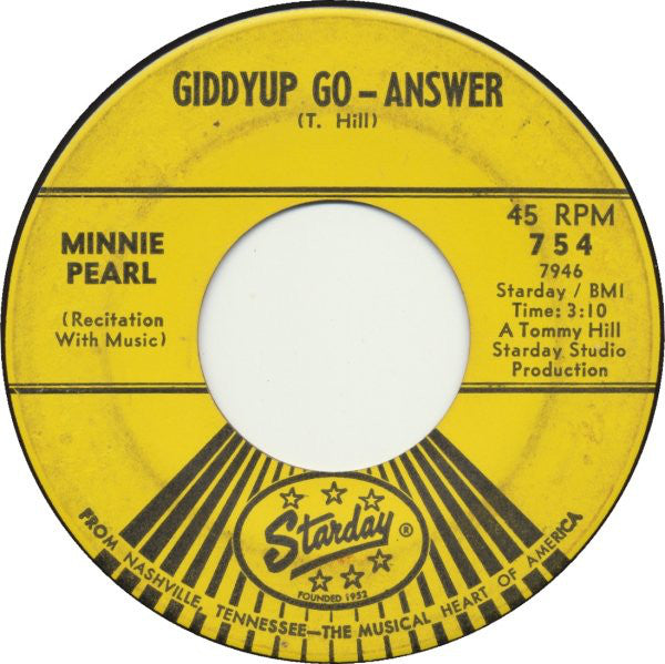 Minnie Pearl / Minnie Pearl's Giddyup Go Boys : Giddyup Go - Answer (7", Single)