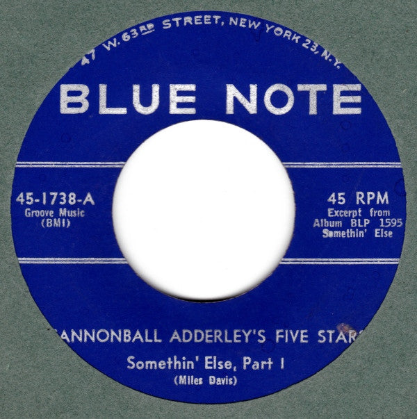 The Cannonball Adderley Quintet : Somethin' Else (7")