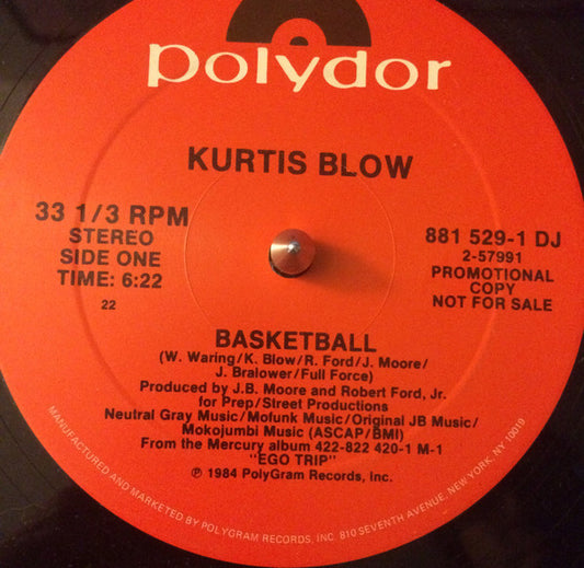 Kurtis Blow / Ralph MacDonald : Basketball / It's The Game (12", Promo)