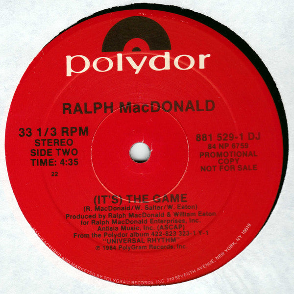 Kurtis Blow / Ralph MacDonald : Basketball / It's The Game (12", Promo)