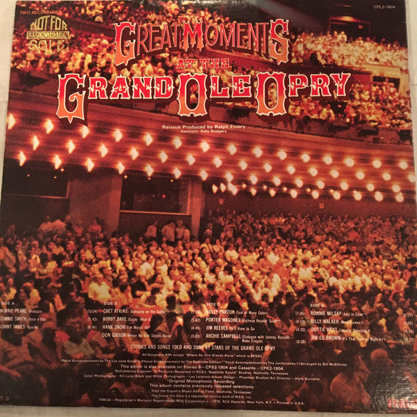 Various : Great Moments At The Grand Ole Opry (2xLP, Comp, Gat)
