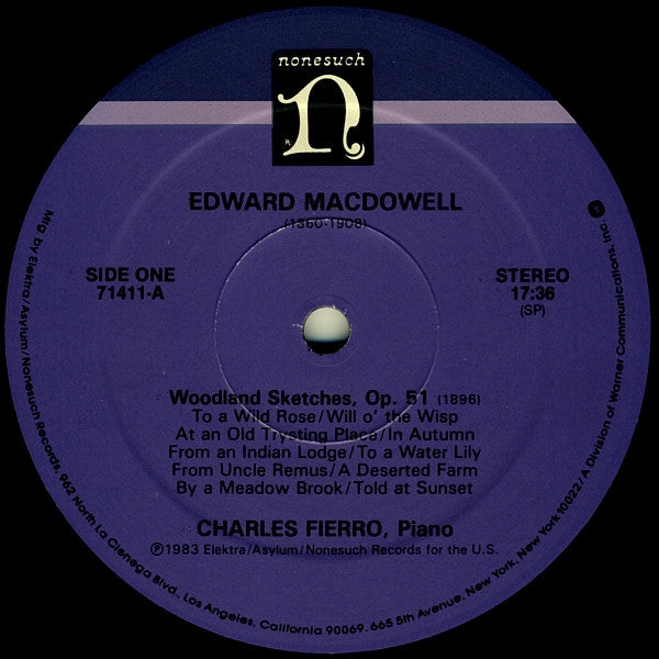 Charles Fierro : Edward MacDowell, Piano Music Vol. II: Woodland Sketches/Sea Pieces (LP, Album)