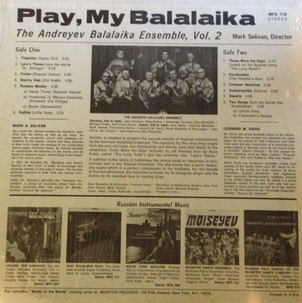The Andreyev Balalaika Ensemble : Play, My Balalaika (LP, Album)