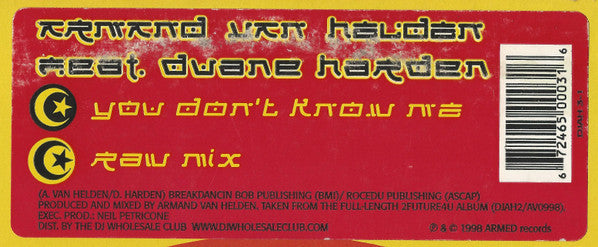 Armand Van Helden Feat. Duane Harden : You Don't Know Me (12")