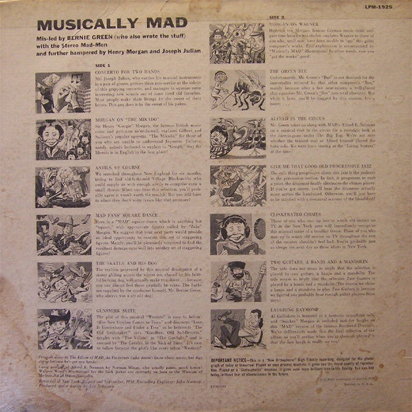 Bernie Green With The Stereo Mad-Men : Musically MAD (LP, Mono, Hig)