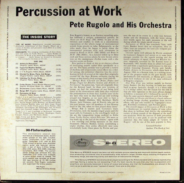 Pete Rugolo : Percussion At Work (LP, Album, Ind)