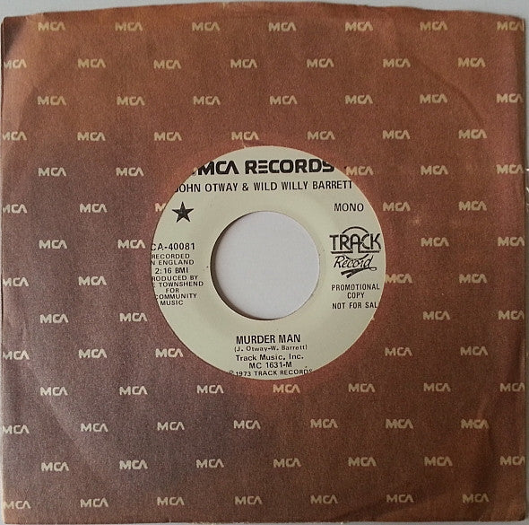 John Otway & Wild Willy Barrett : Murder Man (7", Mono, Promo)