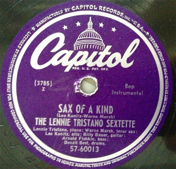 The Lennie Tristano Sextette* : Sax Of A Kind / Marionette (Shellac, 10")