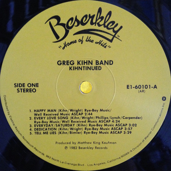 Greg Kihn Band : Kihntinued (LP, Album, All)