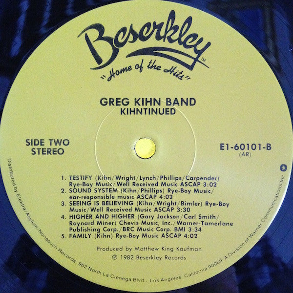 Greg Kihn Band : Kihntinued (LP, Album, All)