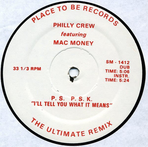 Philly Crew Featuring Mac-Money : P.S. P.S.K. "I'll Tell You What It Means" (The Ultimate Remix) (12")