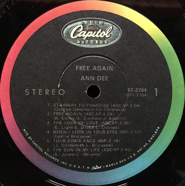Ann Dee : Free Again (LP, Album)