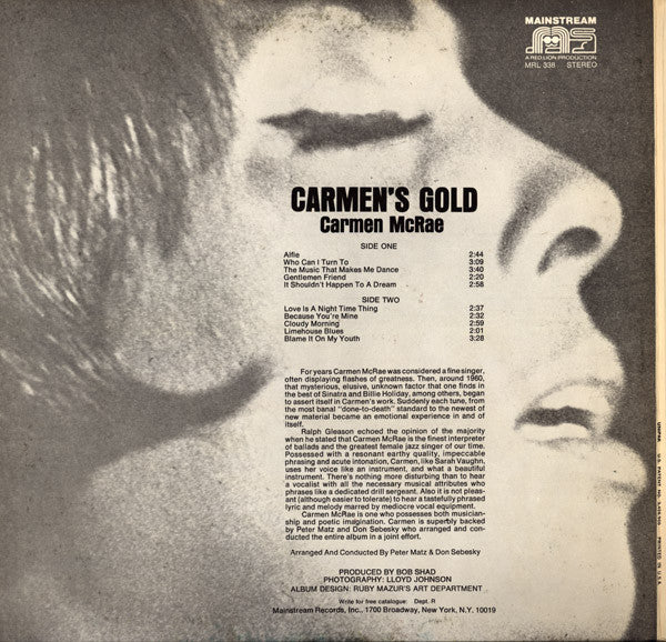 Carmen McRae : Carmen's Gold (LP, Comp, Uni)