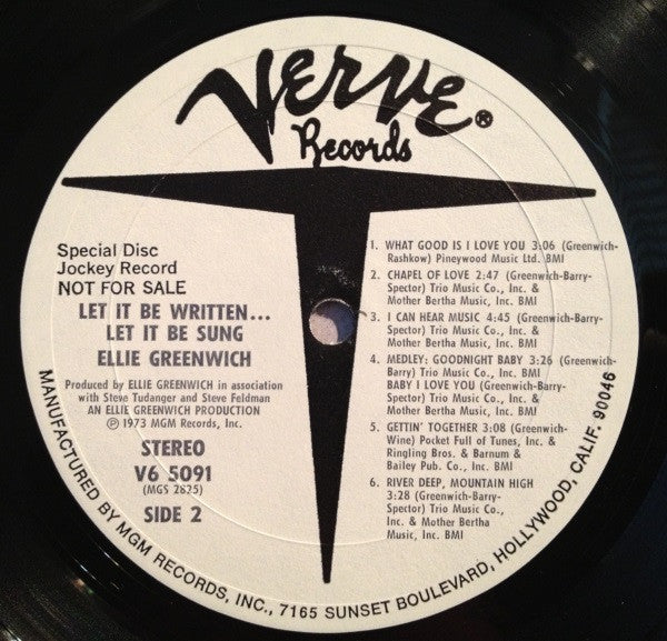 Ellie Greenwich : Let It Be Written, Let It Be Sung (LP, Promo, Wad)