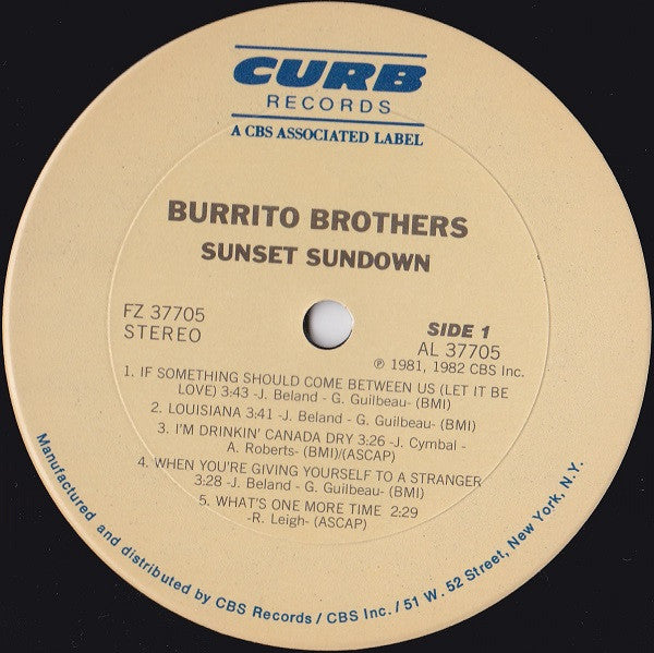 Burrito Brothers : Sunset Sundown (LP, Album)