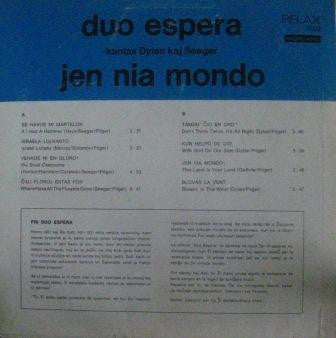 Duo Espera : Jen Nia Mondo (Kantas Dylan Kaj Seeger) (LP, Album)