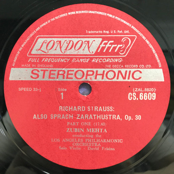 Richard Strauss, Los Angeles Philharmonic Orchestra, Zubin Mehta : Also Sprach Zarathustra (LP, Album)