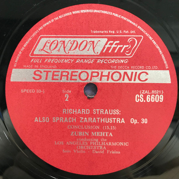 Richard Strauss, Los Angeles Philharmonic Orchestra, Zubin Mehta : Also Sprach Zarathustra (LP, Album)