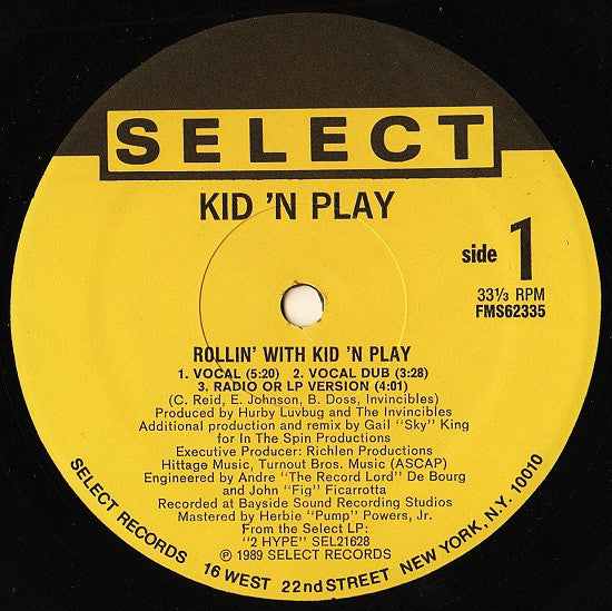 Kid 'N' Play : Rollin' With Kid 'N Play (12", Single)