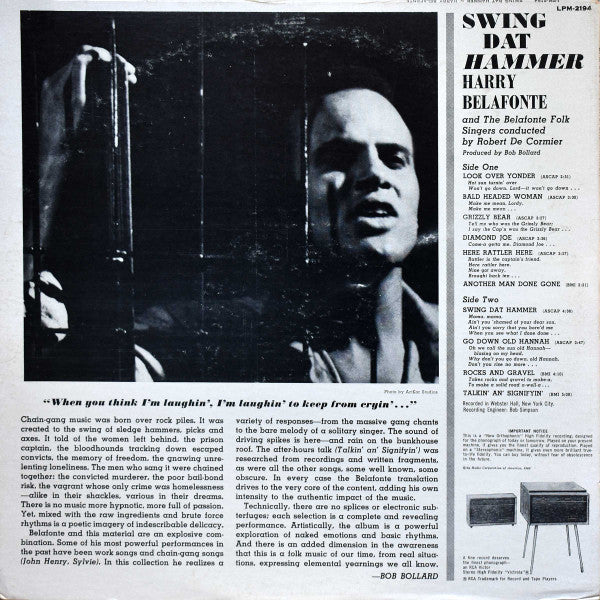 Harry Belafonte And The Belafonte Folk Singers Conducted By Robert DeCormier : Swing Dat Hammer (LP, Album, Mono, Ind)