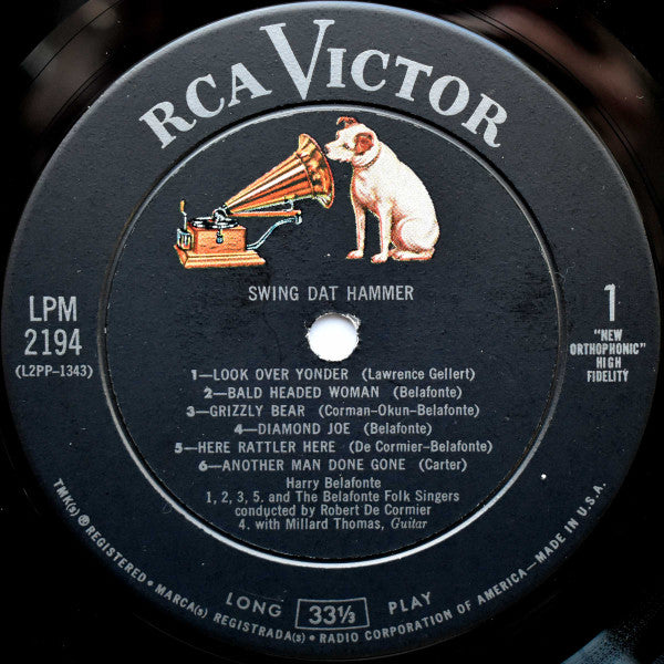 Harry Belafonte And The Belafonte Folk Singers Conducted By Robert DeCormier : Swing Dat Hammer (LP, Album, Mono, Ind)