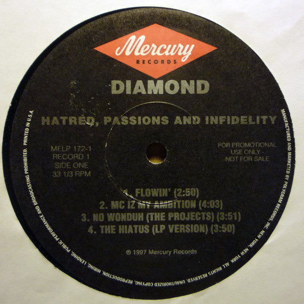 Diamond D : Hatred, Passions And Infidelity (Instrumental Vinyl) (2xLP, Promo)