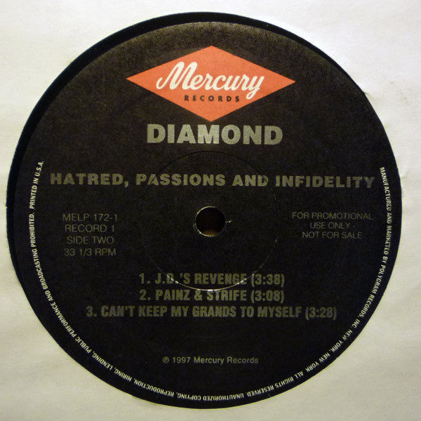Diamond D : Hatred, Passions And Infidelity (Instrumental Vinyl) (2xLP, Promo)