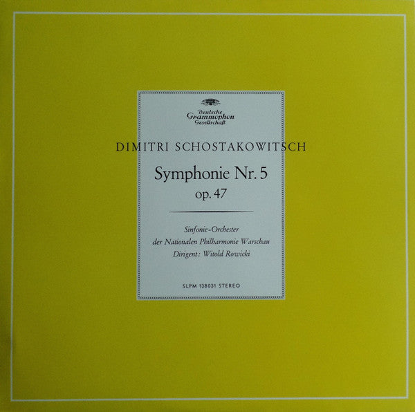 Dimitri Schostakowitsch*, Sinfonie-Orchester Der Nationalen Philharmonie Warschau*, Witold Rowicki : Symphonie Nr. 5 Op. 47 (LP, RE)
