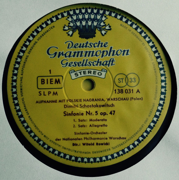 Dimitri Schostakowitsch*, Sinfonie-Orchester Der Nationalen Philharmonie Warschau*, Witold Rowicki : Symphonie Nr. 5 Op. 47 (LP, RE)