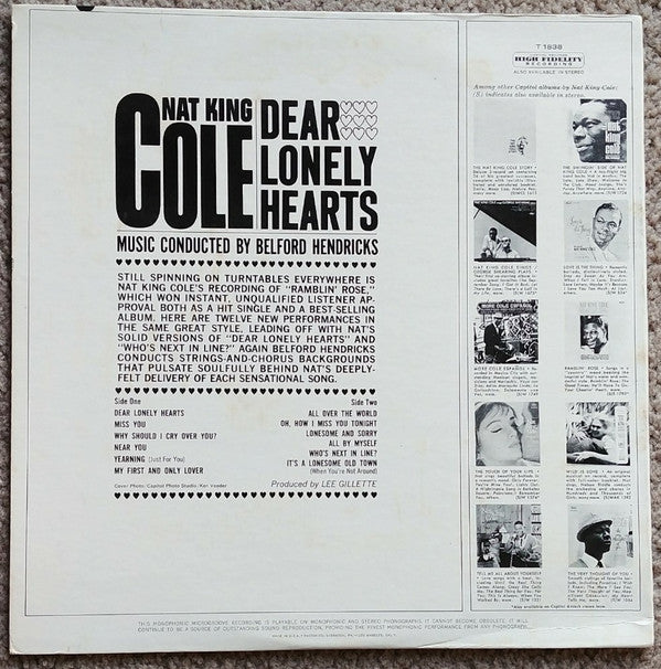 Nat King Cole : Dear Lonely Hearts (LP, Mono)